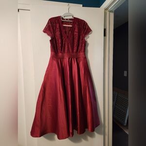 Red semi formal dress with pockets